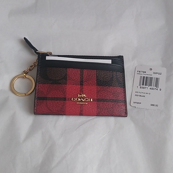Coach F87799 Mini Skinny ID Case in Signature Canvas w/Field Plaid Print… - Picture 2 of 7